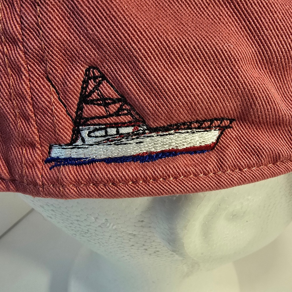 Sweet Lowland Tybee Island GA Nautical Baseball Cap Hat Red Embroidered Boat - Picture 4 of 11
